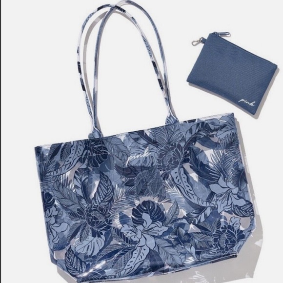 New Pink Victoria’s Secret Large PVC Tote with Interior Pouch - Picture 1 of 6